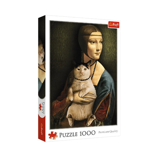 Puzzle 1000 portret Dama sa mačkom